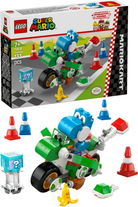 Set ndërtimi LEGO Super Mario Mario Kart Yoshi Bike 72031, 133 pjesë, me Light-Blue Yoshi