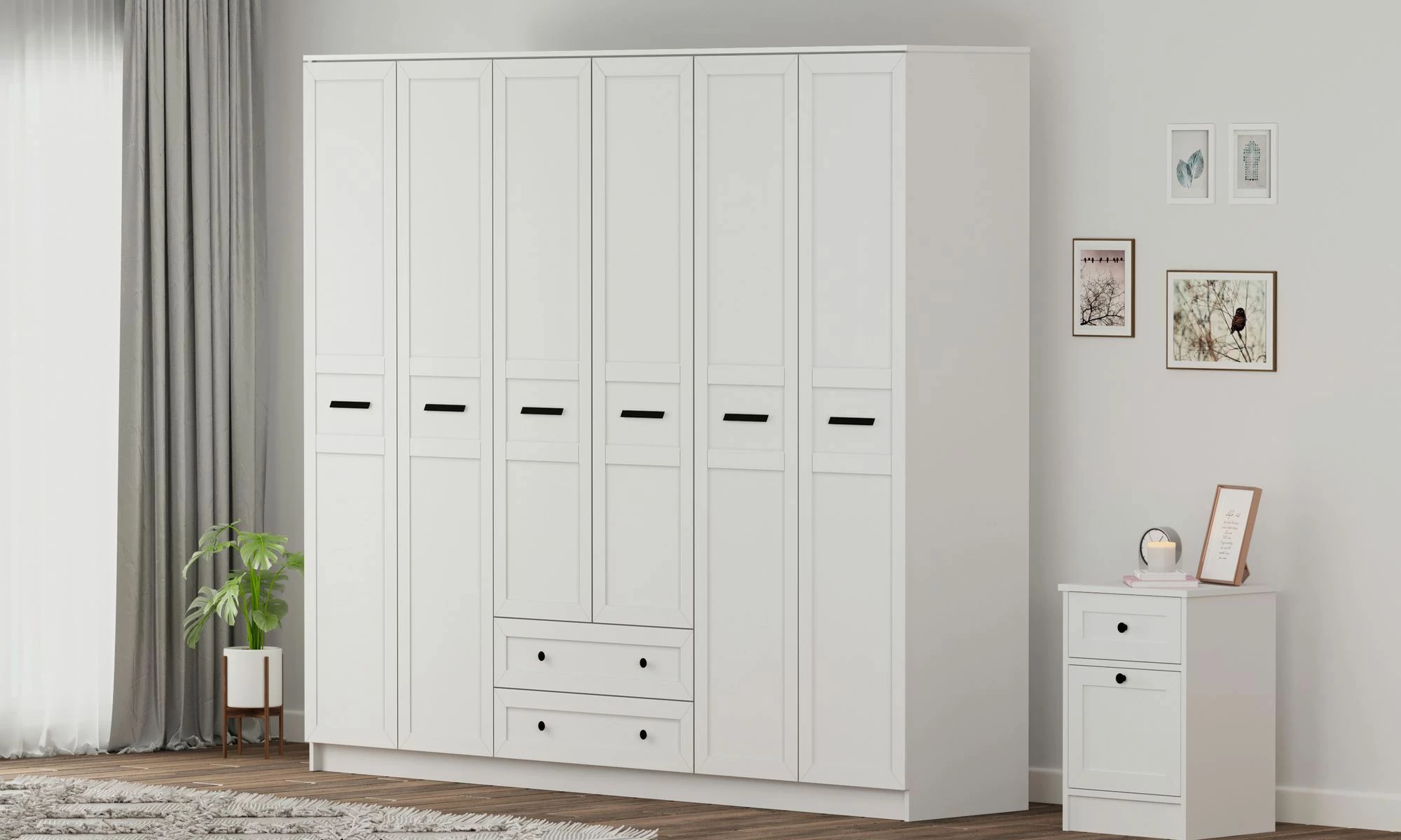 Dollap garderobe, ngjyrë e bardhë mat, Skye Decor, RB-168-01-006