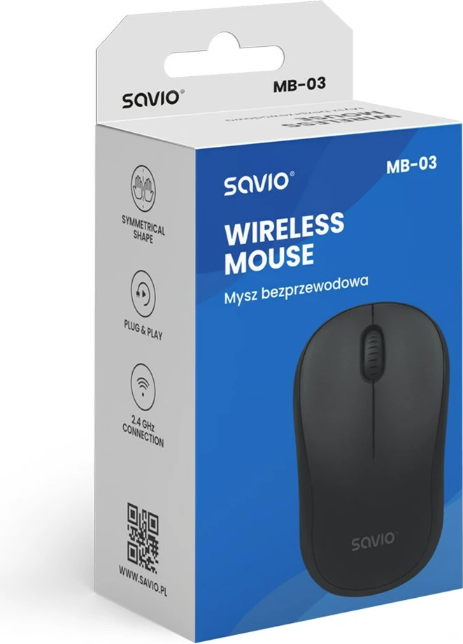 Maus SAVIO MB-03, Bluetooth, për zyrë, Zi
