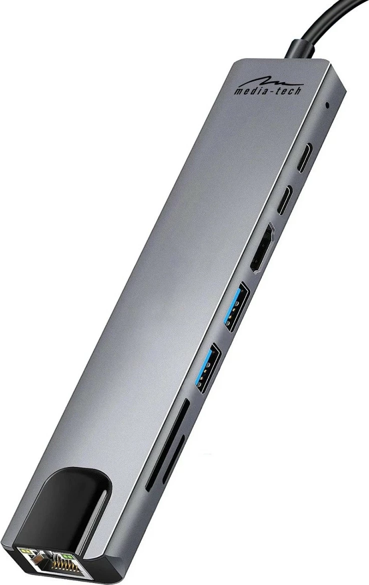Kasë Media-Tech MT5046, 8 porte, Docking Station, Alumini