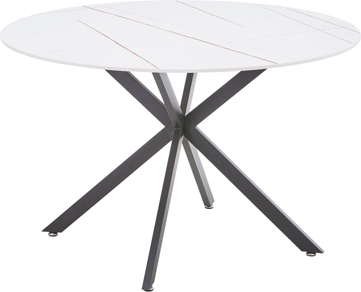 Tavolinë me karrige Vivian-Stoyen, 5 copë, kadife bezhë - mermer i bardhë, Φ120x75cm