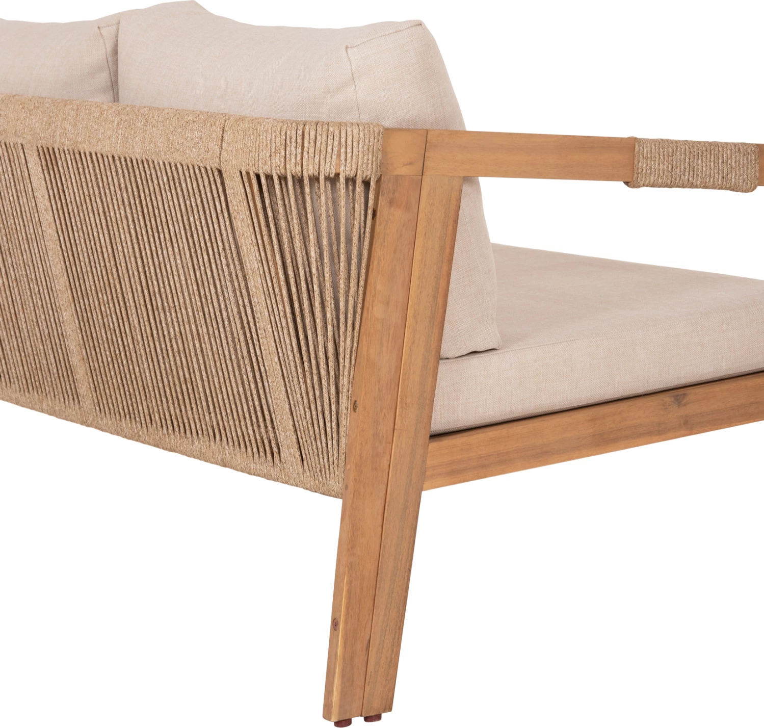 Set lounge për jashtë, 4 pjesë, dru akacie, litar, material poliestër, bezhë, SAVANNA FH6442