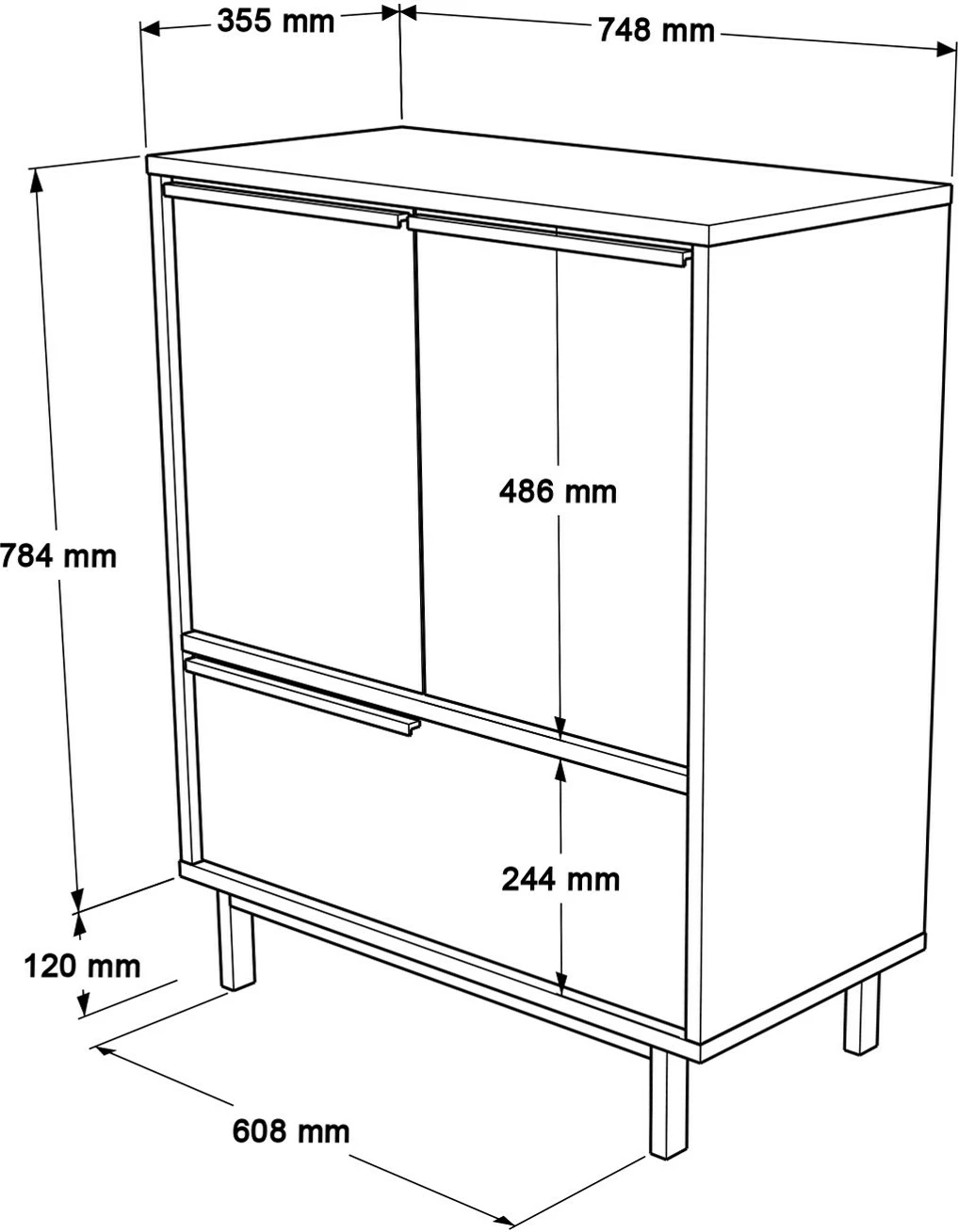 Dollap kuzhine Skye Decor, ngjyrë arre dhe lis, On8A-Su