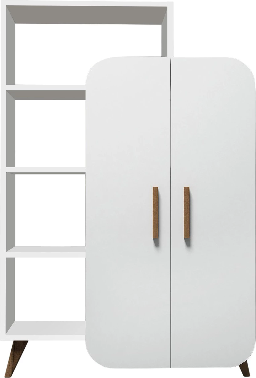 Raft librash Hanah Home, formë moderne, ngjyrë e bardhë