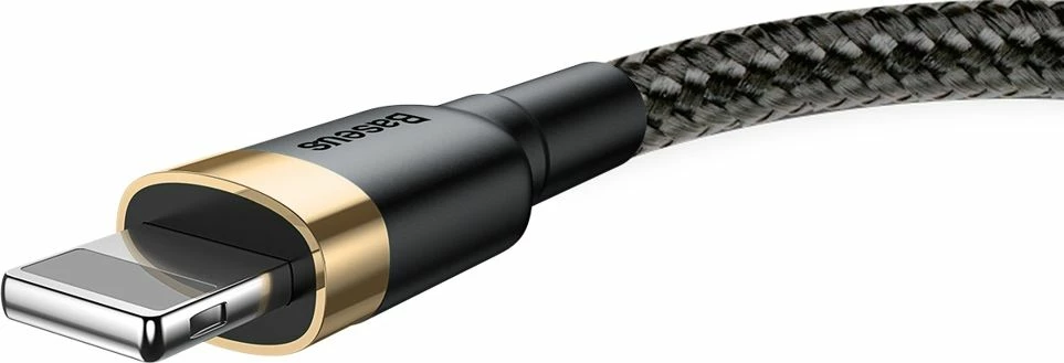Kabllo USB-A në Lightning Baseus Cafule CALKLF-CV1 2m, e thurur najllon, 1.5A, Zi/Ari