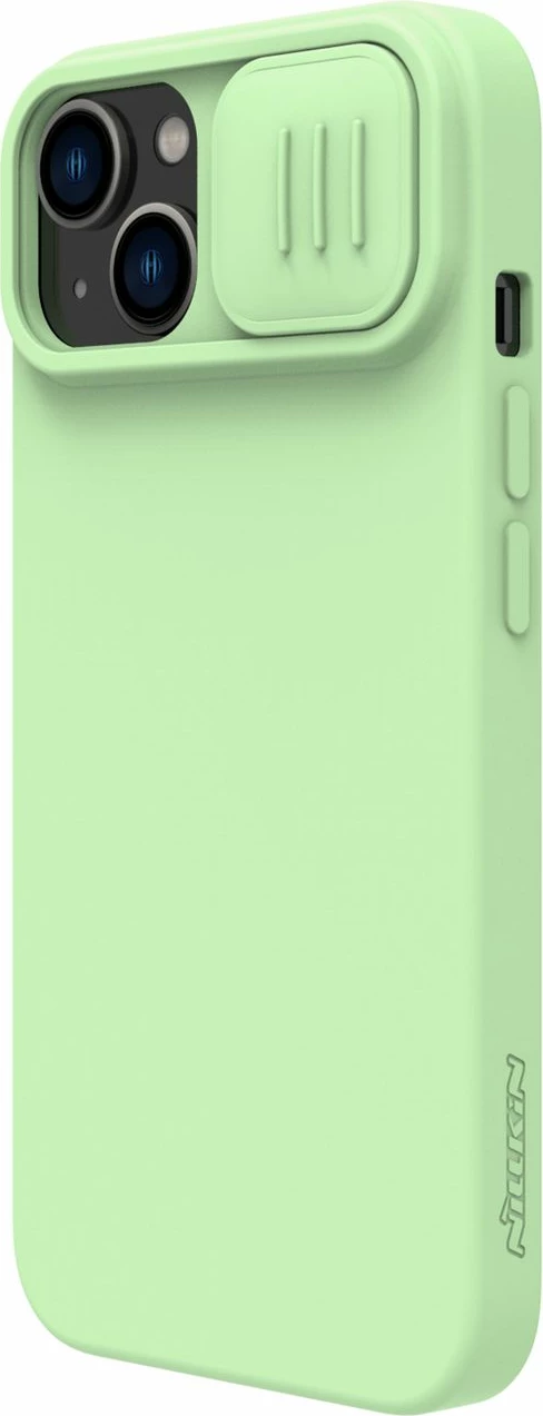 Mbështjellës Nillkin CamShield Silky Silicone për iPhone 14 Plus, me mbulesë kamere, Gjelbër