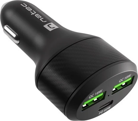 Karikuesi për në veturë Natec Coney 84W QC 3.0, ngjyrë e zezë