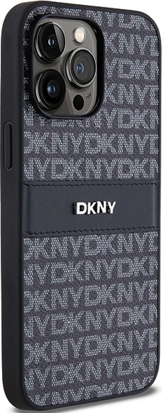 Mbështjellës DKNY Mono Stripe & Metal Logo për iPhone 14 Pro, e zezë