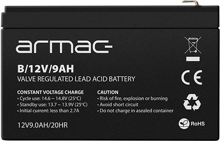 Bateri AGM Armac B/12V/9AH, 12V, 9Ah, e zezë