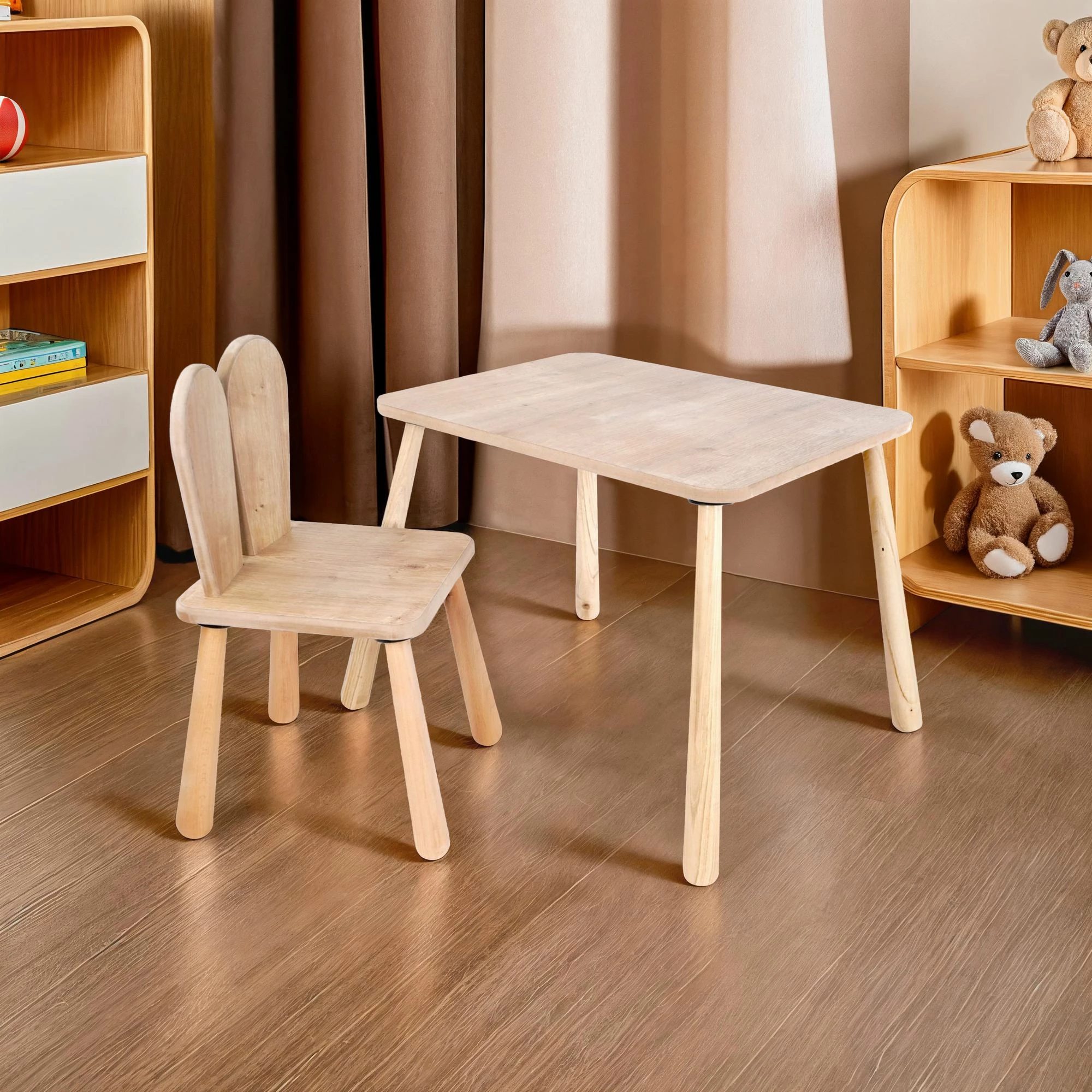 Set tavoline për fëmijë Skye Decor, BLTYZ-AKTV061, 12 pjesë, ngjyrë lisi