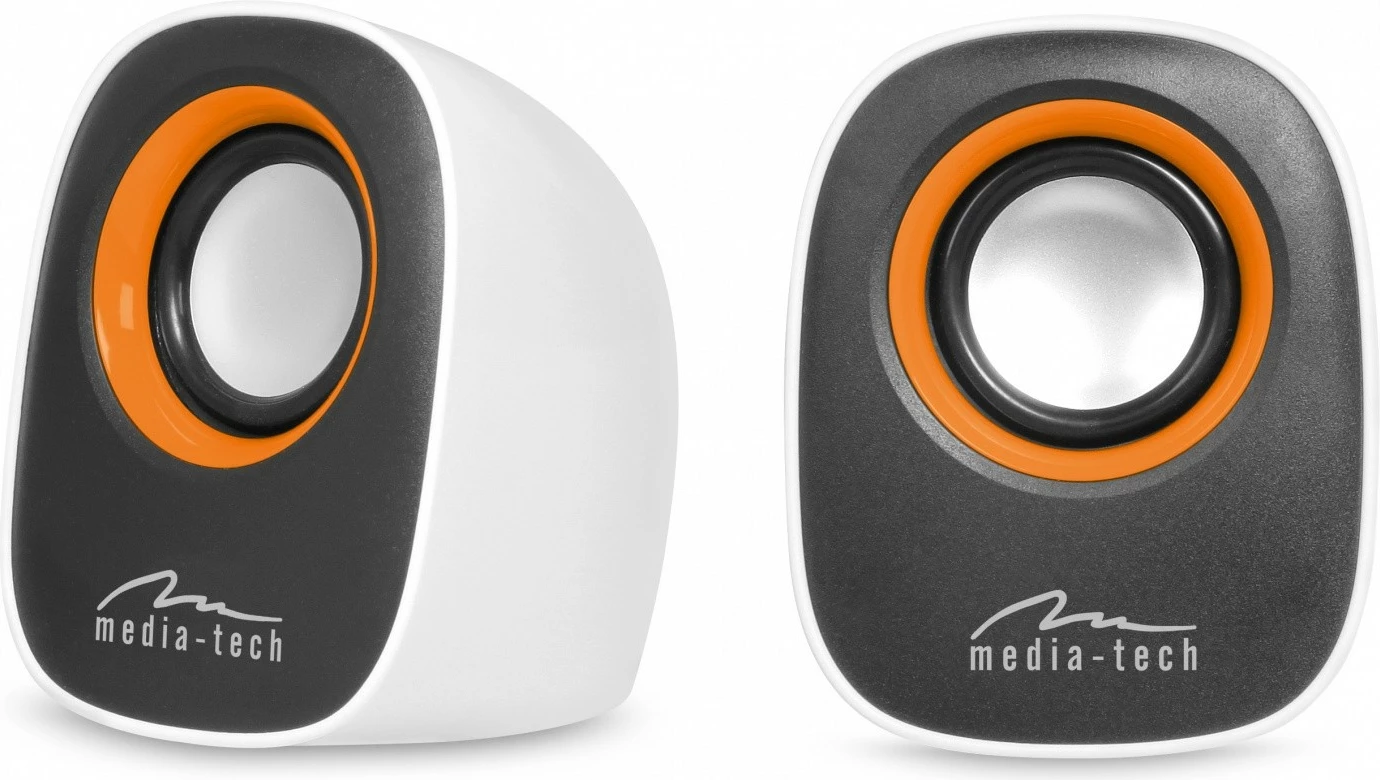 Altoparlantë stereo Media-Tech MT3137W, 6W, 3.5mm Jack, USB, zi-portokalli-bardhë