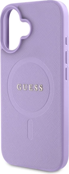 Mbështjellës Guess Saffiano MagSafe për iPhone 16, Vjollcë