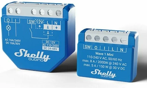 Smart switch Shelly Qubino Wave 1 Mini, Wireless, 25 dBmW, 868.4 MHz, Plastikë, Mat
