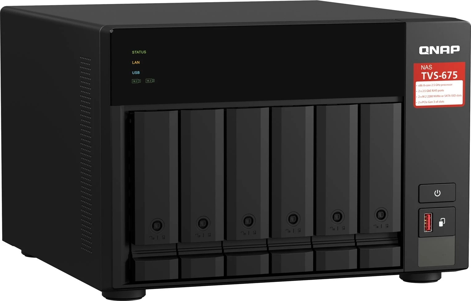 NAS QNAP TVS-675, KX-U6580, 8 GB, Kasa e Zezë