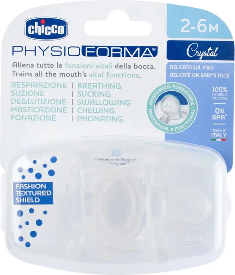 Qetësues silikoni Chicco PhysioForma Soft Calm 2-6 muaj Crystal 2 copë