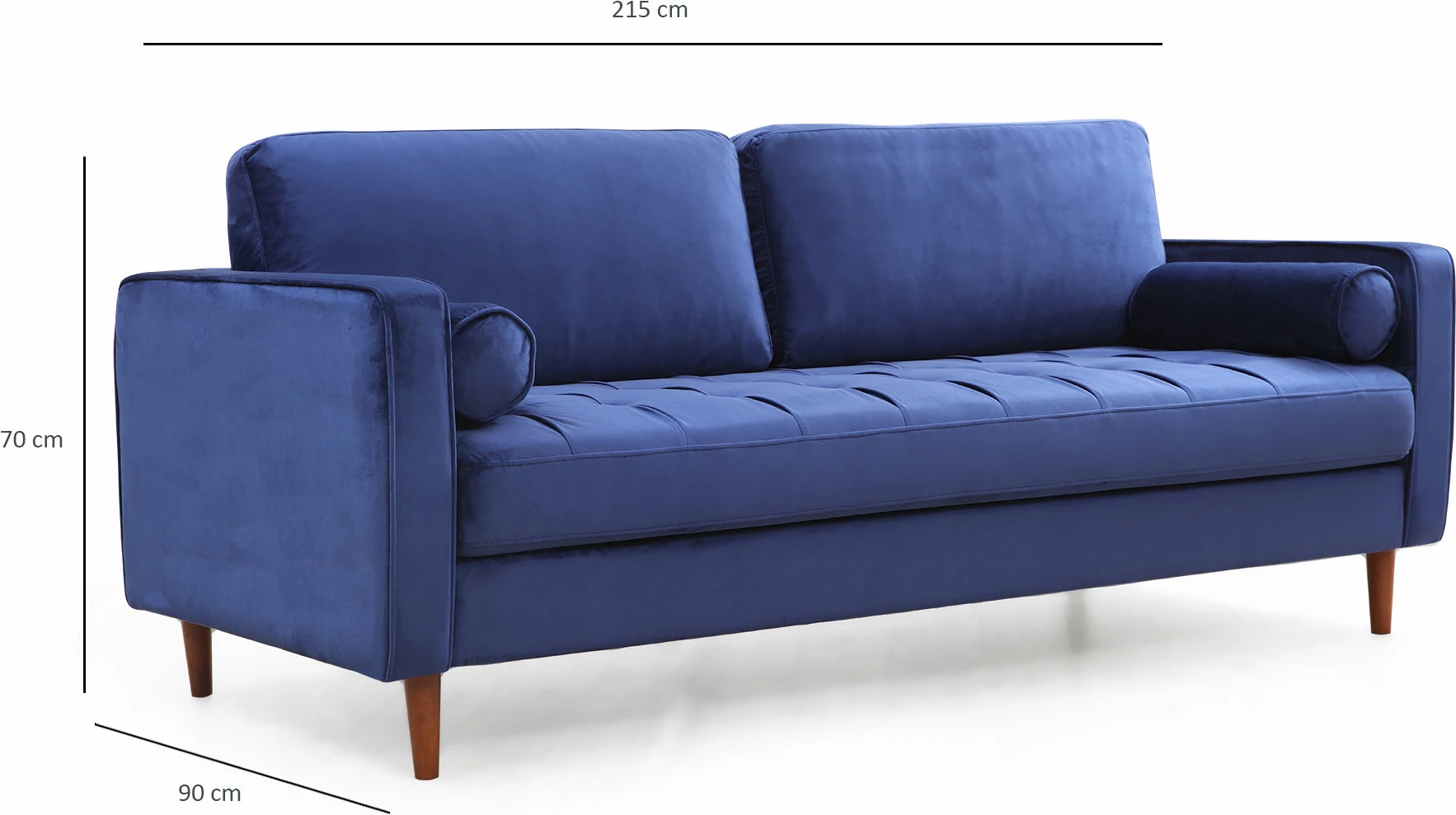 Divan treshe Atelier del Sofa, ngjyrë kaltër e errët, Rome