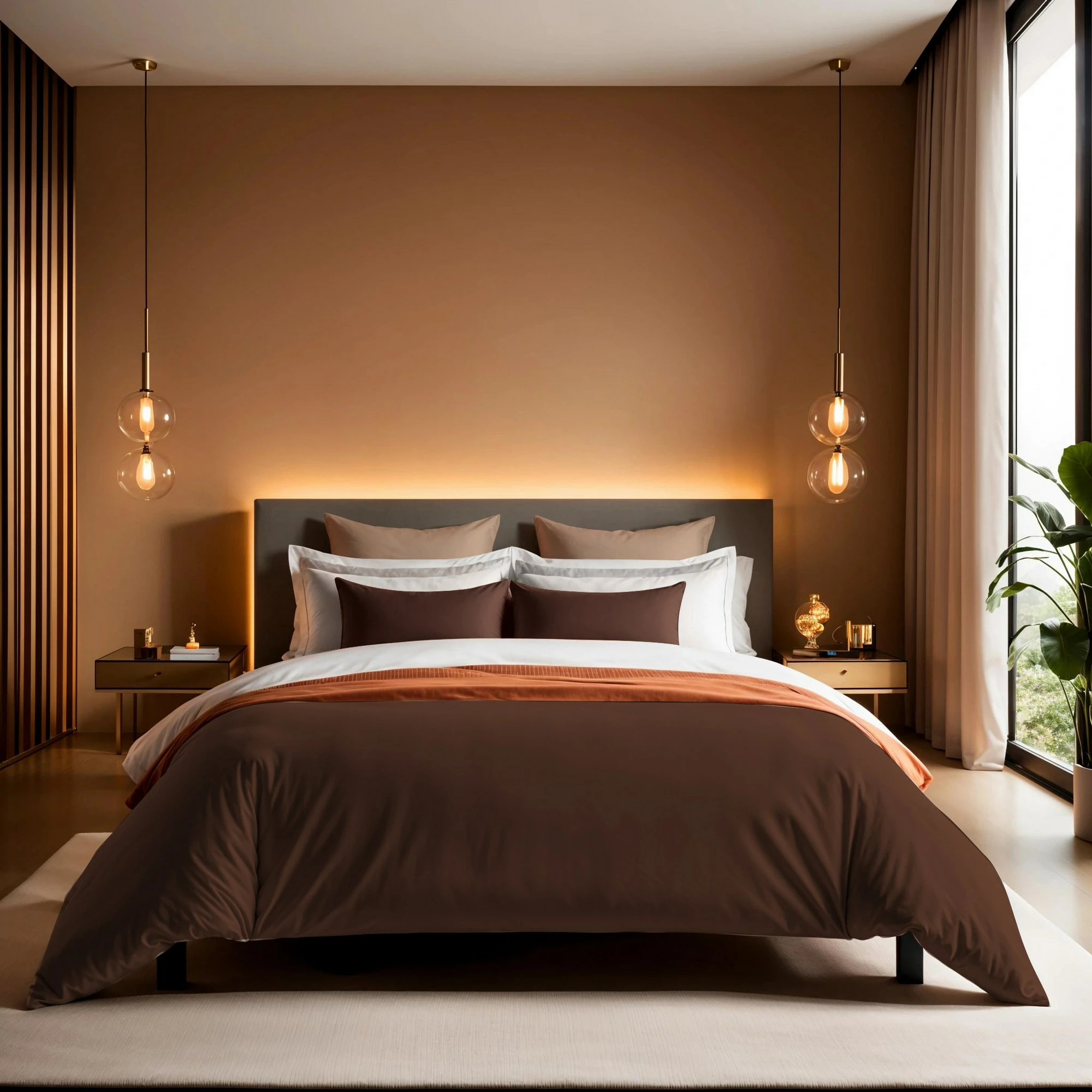 Mbulesë jorgan për krevat dopio king, ngjyrë kafe e errët, L'essentiel, 240x220 cm