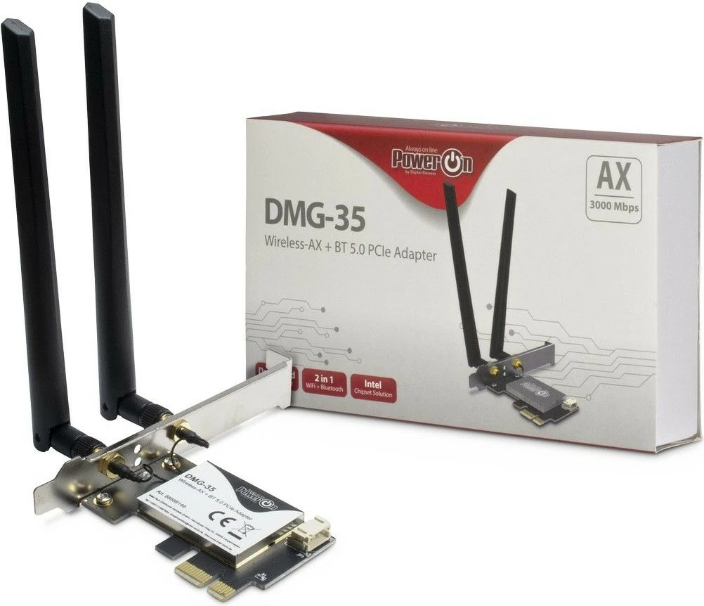 Adapter WLAN & Bluetooth Inter-Tech DMG-35, PCI Express, 3000 Mbit/s, e zezë, argjendtë
