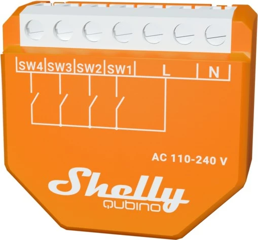 Switch smart Shelly Qubino Wave i4, 4-kanalësh, Z-Wave, portokalli