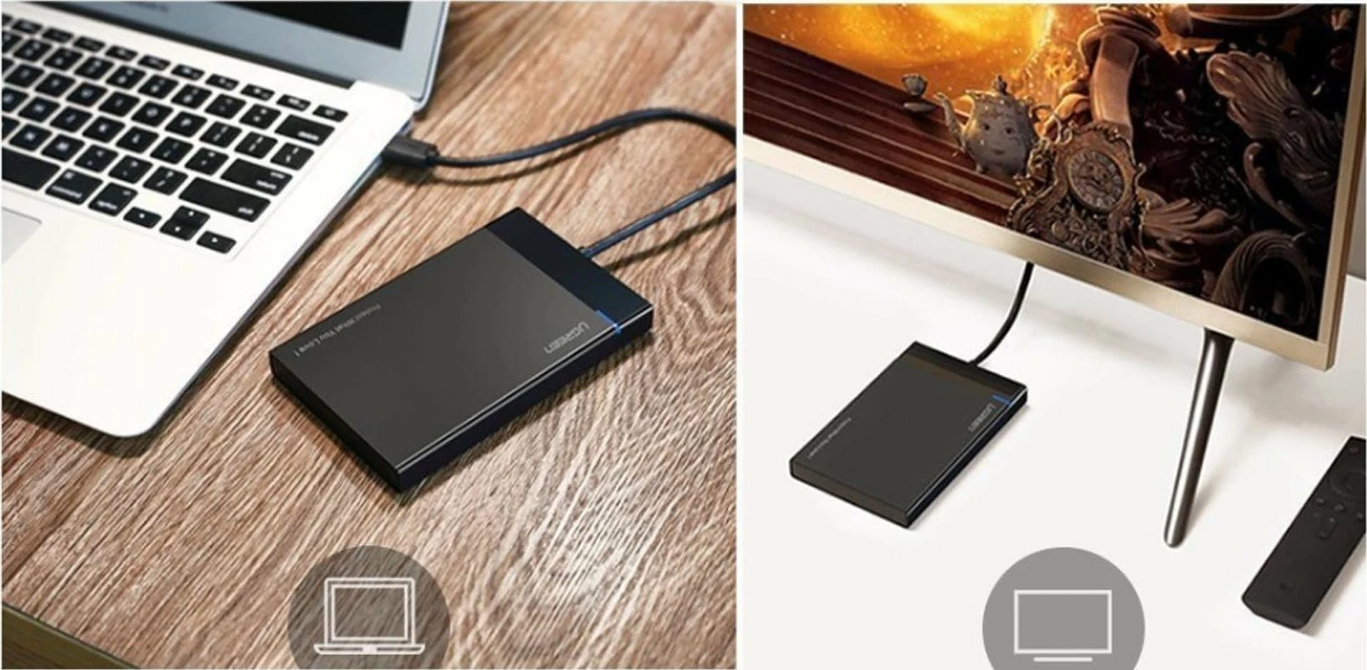 Kasë eksternale për HDD/SSD 2.5\" Ugreen US221 USB-C SATA 3.0, kabllo 50 cm, e zezë