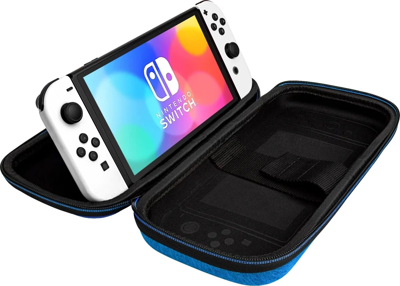 Kasë udhëtimi PDP Mario Escape për Nintendo Switch/Lite/OLED, me stand të integruar, bardhë me kaltër