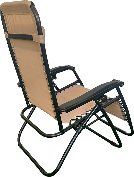 Karrige palosëse relaksuese Mirka, tekstilene-kornizë metalike, ngjyrë krem-e zezë, 65x165x110 cm