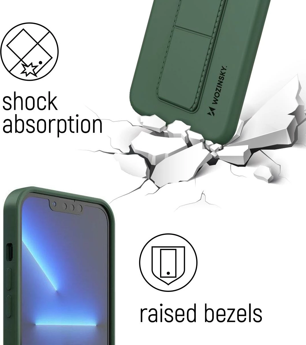 Mbështjellës Wozinsky Kickstand Case për iPhone 12 Pro Max, silikon, e gjelbër e errët