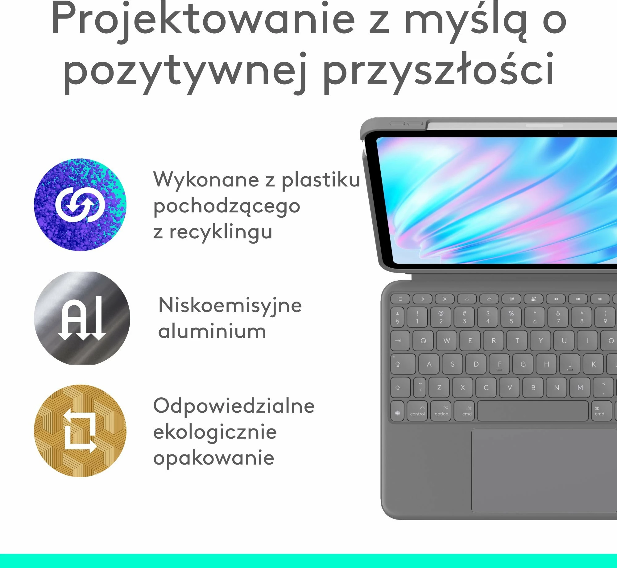 Tastierë me Mbështjellës Logitech Combo Touch 920-012636 për iPad Air 11" (M2/M3) dhe iPad Air Gen 4/5 10.9", QWERTY US International, me trackpad, me ndriçim tastesh, Smart Connector, Gri