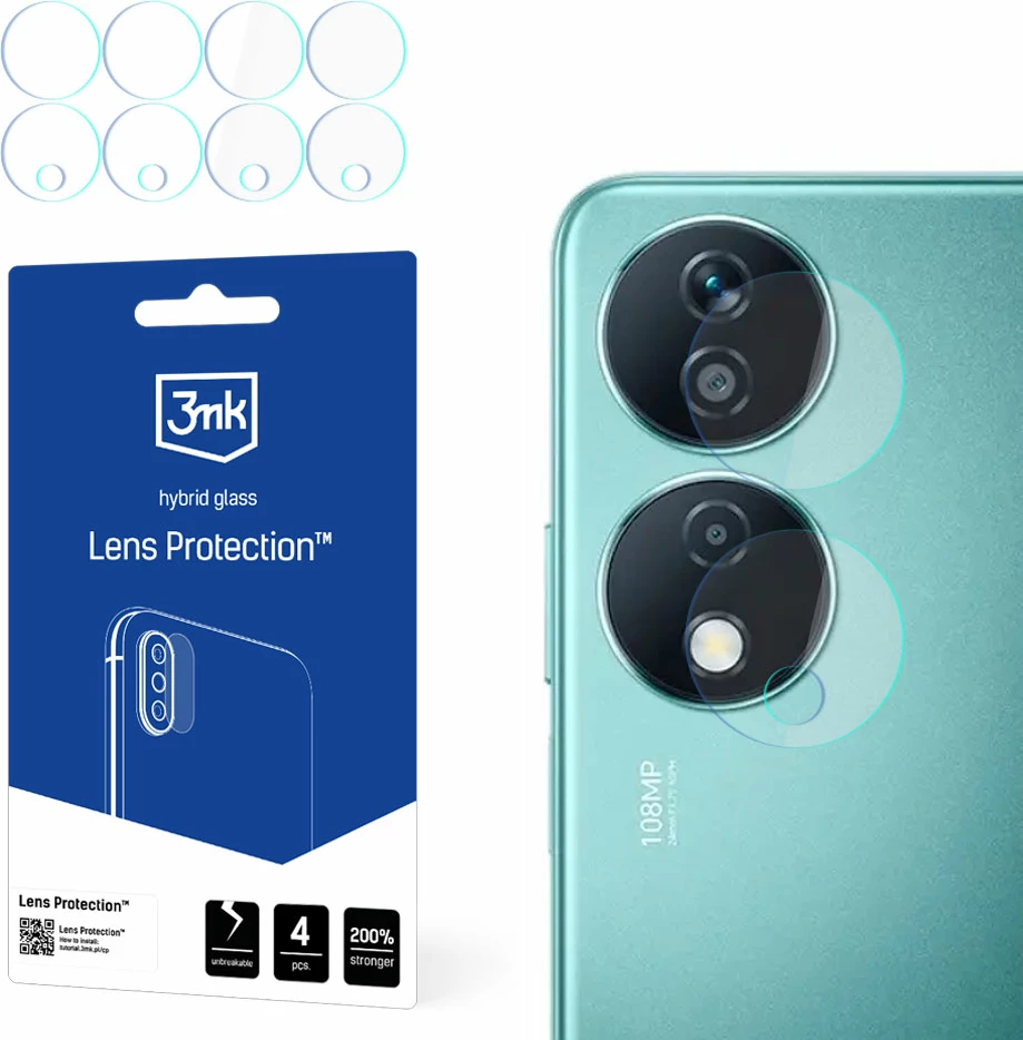 Mbrojtës xhami hibrid për kamerë, 3mk Protection Lens Protection, për Honor X7B, 4 copë