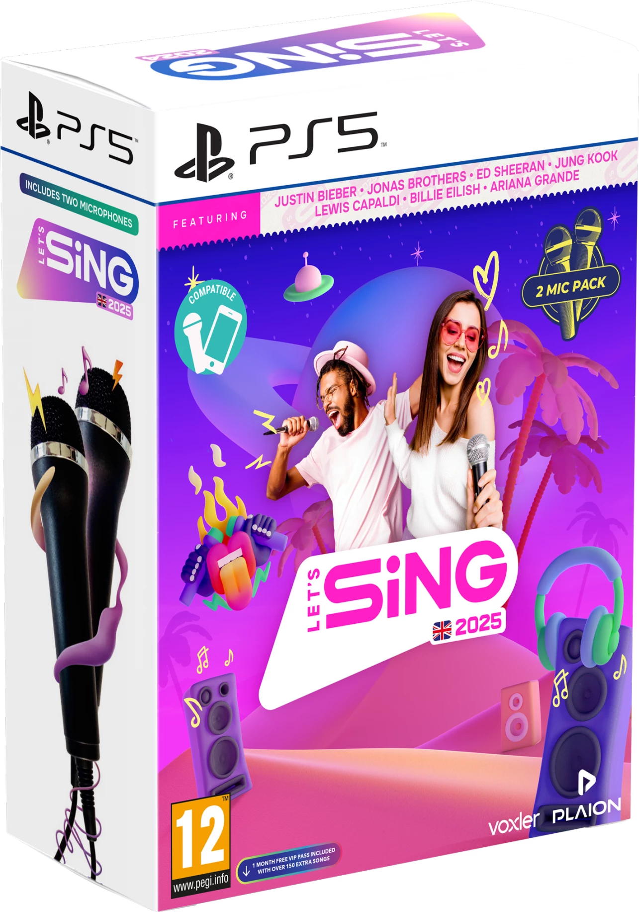 Video lojë Plaion Let's Sing 2025 për PS5, karaoke, bundle me 2 mikrofonë