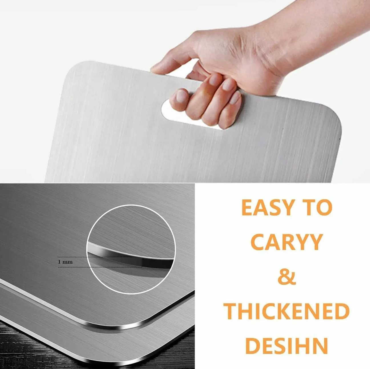 Dërrasë për prerje Hermia, çelik inox, argjendtë, PASCELB, 24x34cm