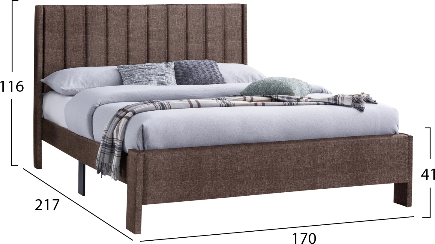 Krevat dopio KREDEN FH686.03, stof ngjyrë kafe, për dyshek 160x200 cm