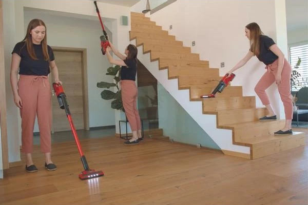 Fshesë me korrent 2-në-1 Einhell TE-SV 18 Li-Solo, pa qese, me bateri, e zezë/e kuqe