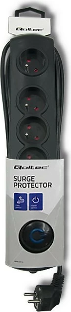 Kasë Qoltec 50269 me 5 dalje, 1.8m, e zezë