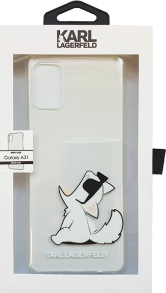 Mbështjellës Karl Lagerfeld KLHCA31CFNRC për Samsung Galaxy A31, transparent Choupette Fun