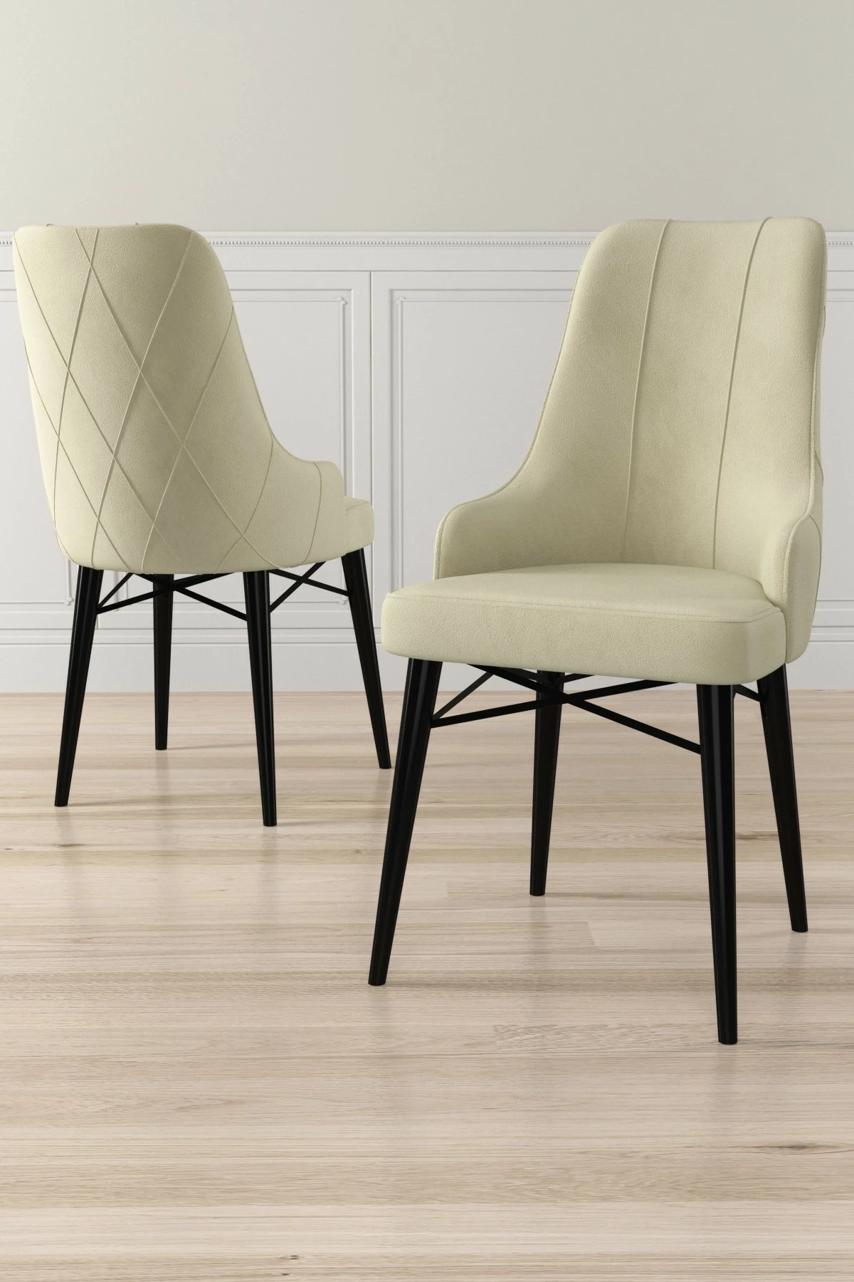 Set karrigesh (4 copë) Hanah Home, Neta, krem, e zezë