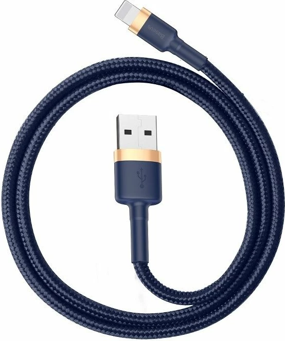 Kabllo Baseus Cafule USB në Lightning, 2m, Ari + Kaltër e errët