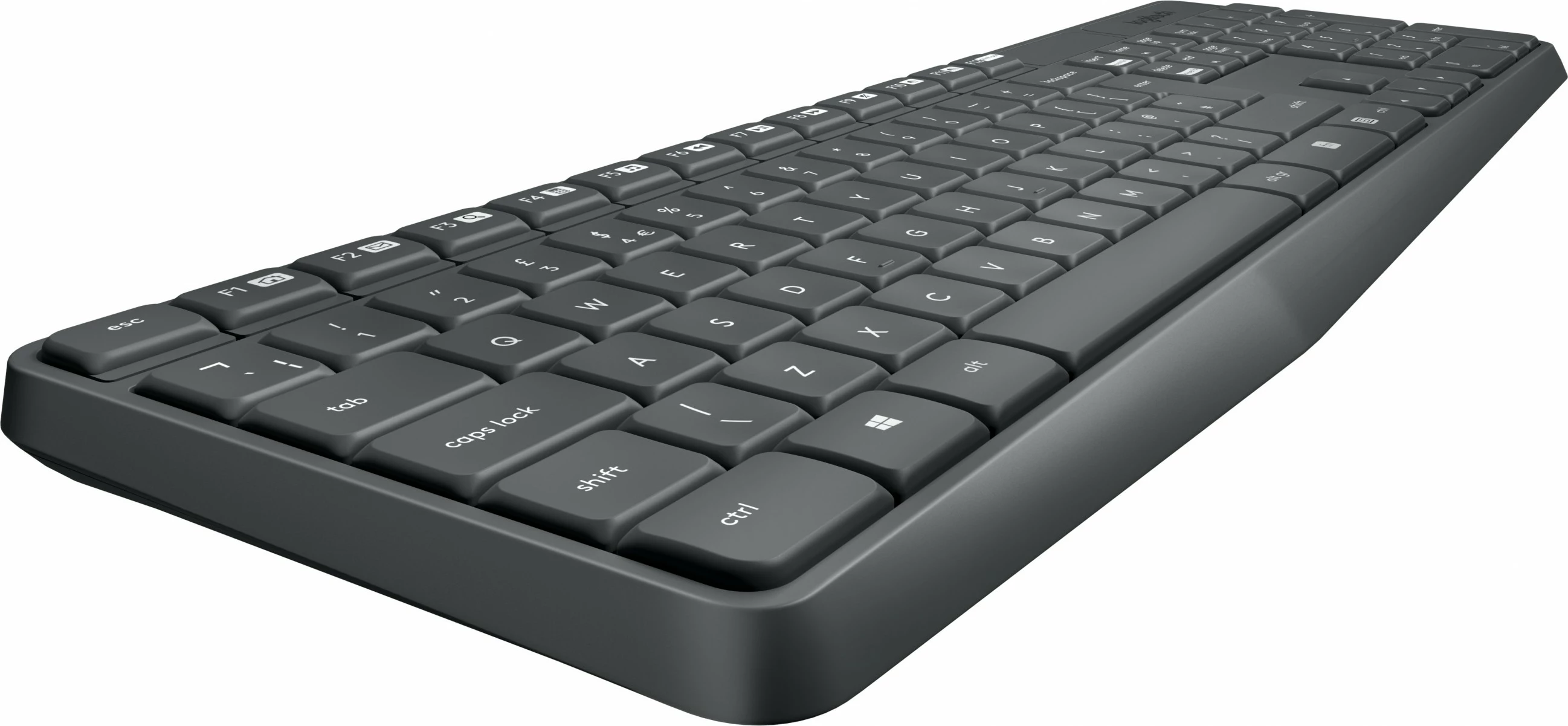 Komplet tastierë dhe maus Logitech MK235, Full-size (100%), Wireless, USB, QWERTZ, Gri, Maus përfshirë