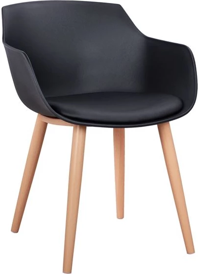 Karrige ngrënieje Lucie FH8242.02 e zezë me këmbë metalike 56x57x80 cm, set prej 2 copë