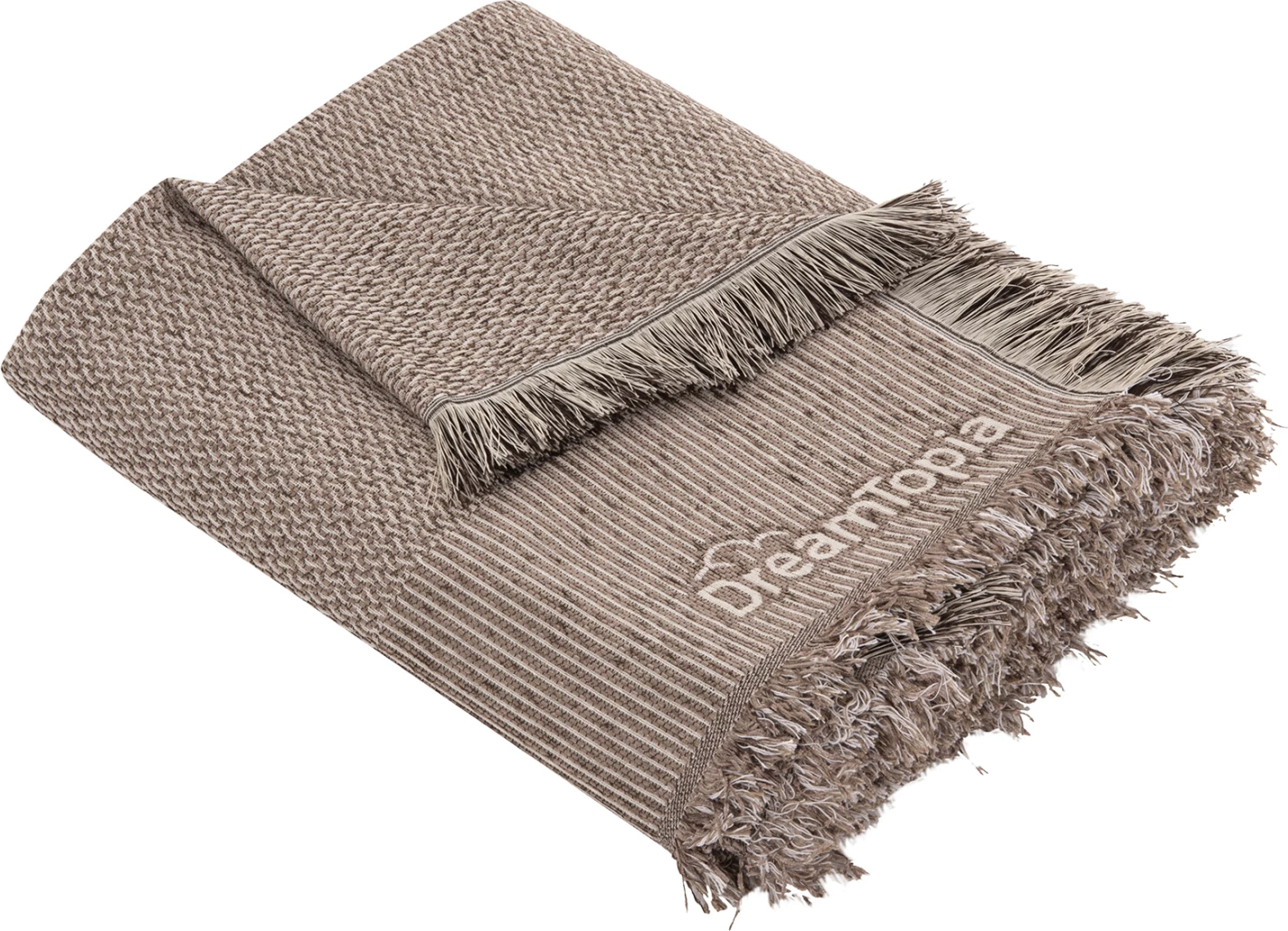 Mbulesë divani me franja DREAMTOPIA FH12164.01 ngjyrë kafe 178x178cm