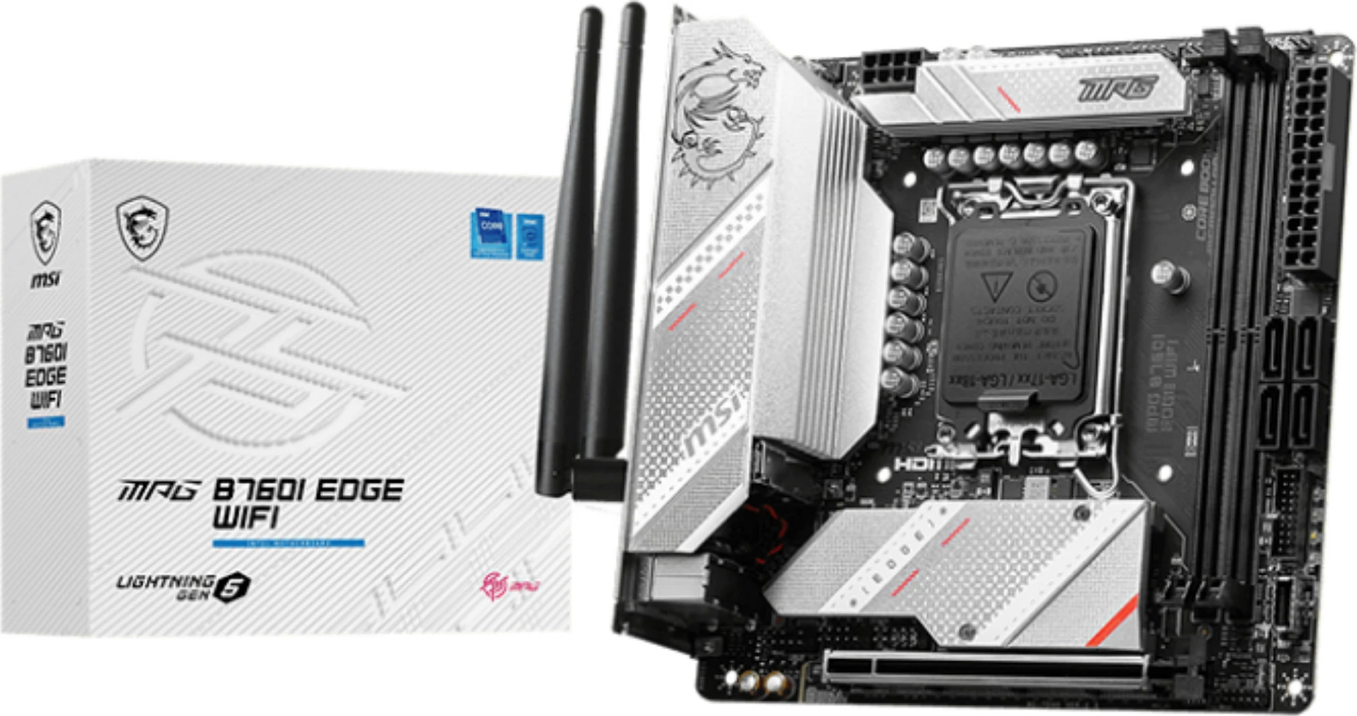 Pllakë amë MSI MPG B760I Edge mITX, Intel, WiFi, bardhë