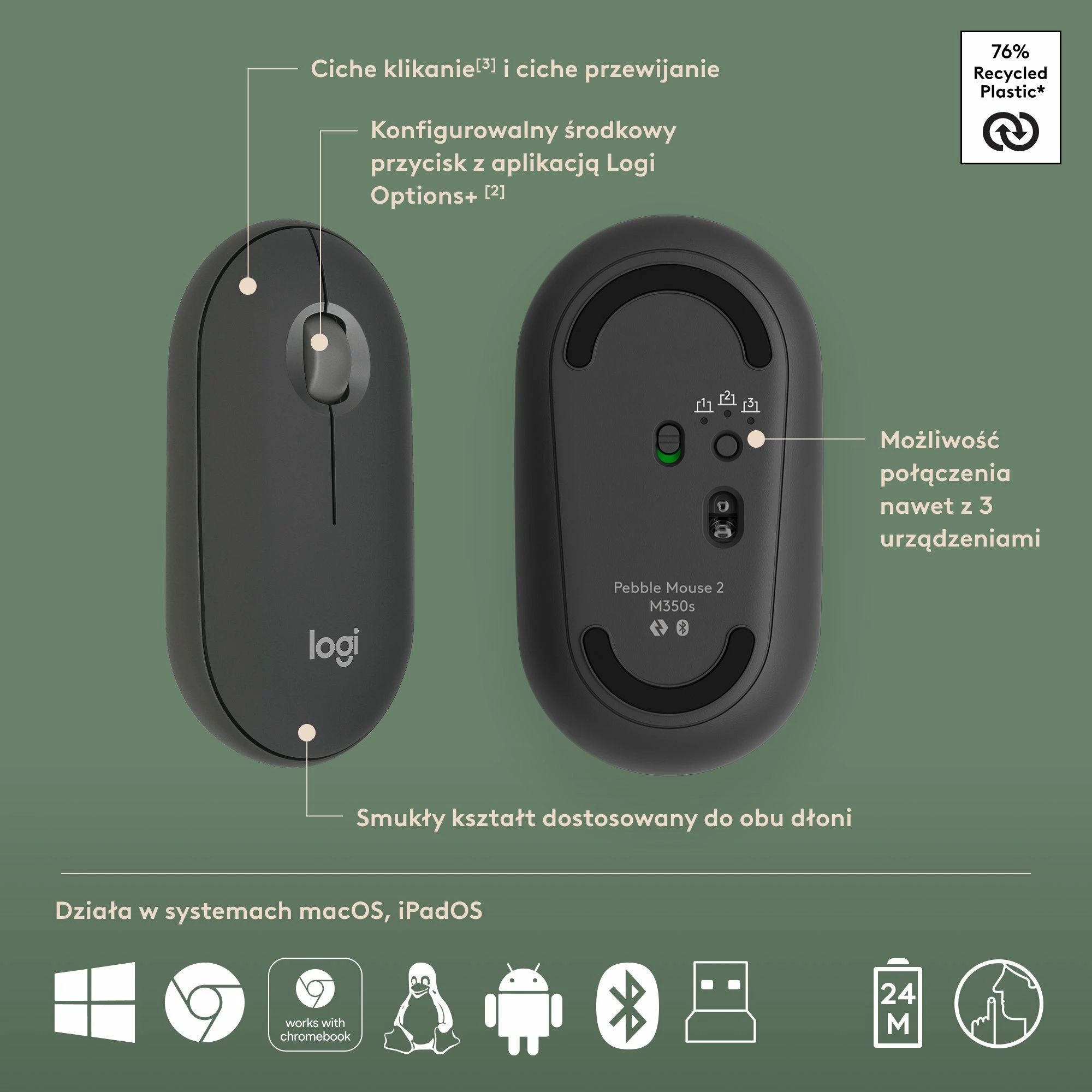 Set tastierë + maus Logitech Pebble 2 Combo 920-012239, e zezë