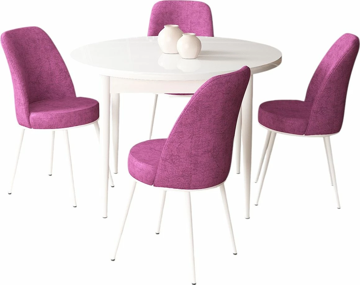 Tavolinë me karrige (5 copë), Skye Decor, e bardhë, lejla