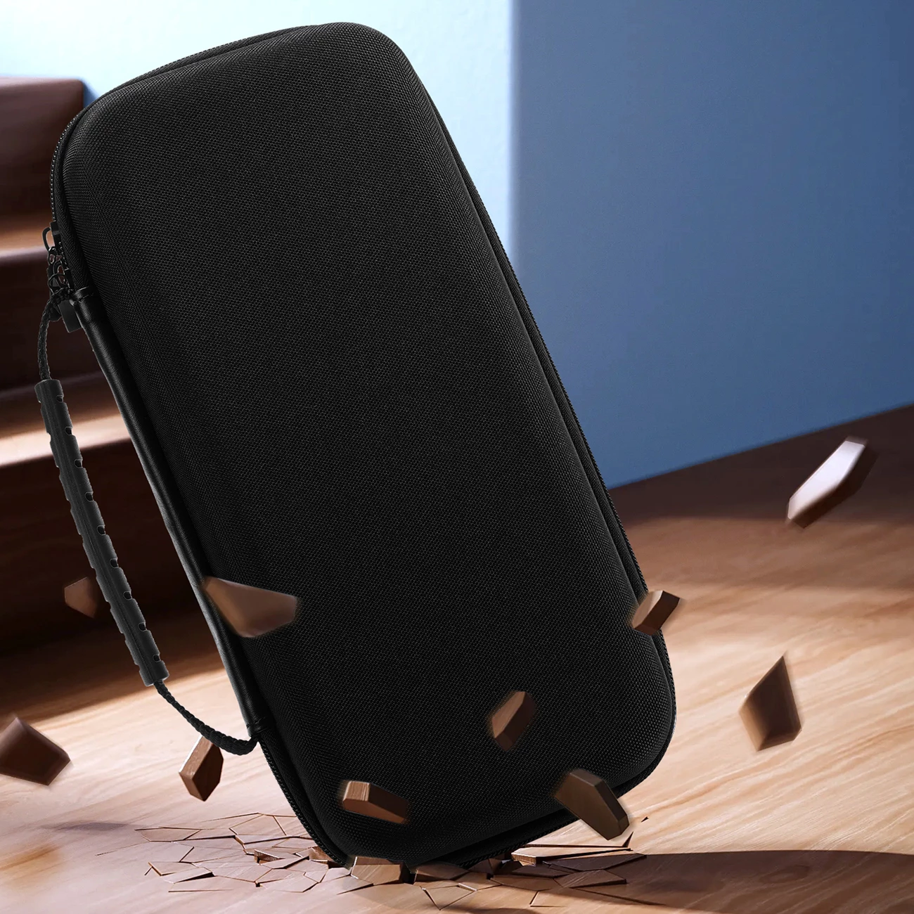 Mbështjellës Dux Ducis për Nintendo Switch 2, me dorezë dhe ndarje për lojëra, zi