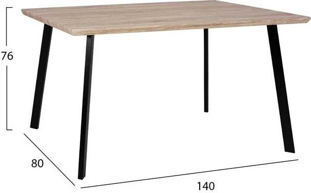 Set 5 pjesë Tavolinë 140x80x76 cm Sonama & Karrige Vanessa të zeza me këmbë metalike FH11037