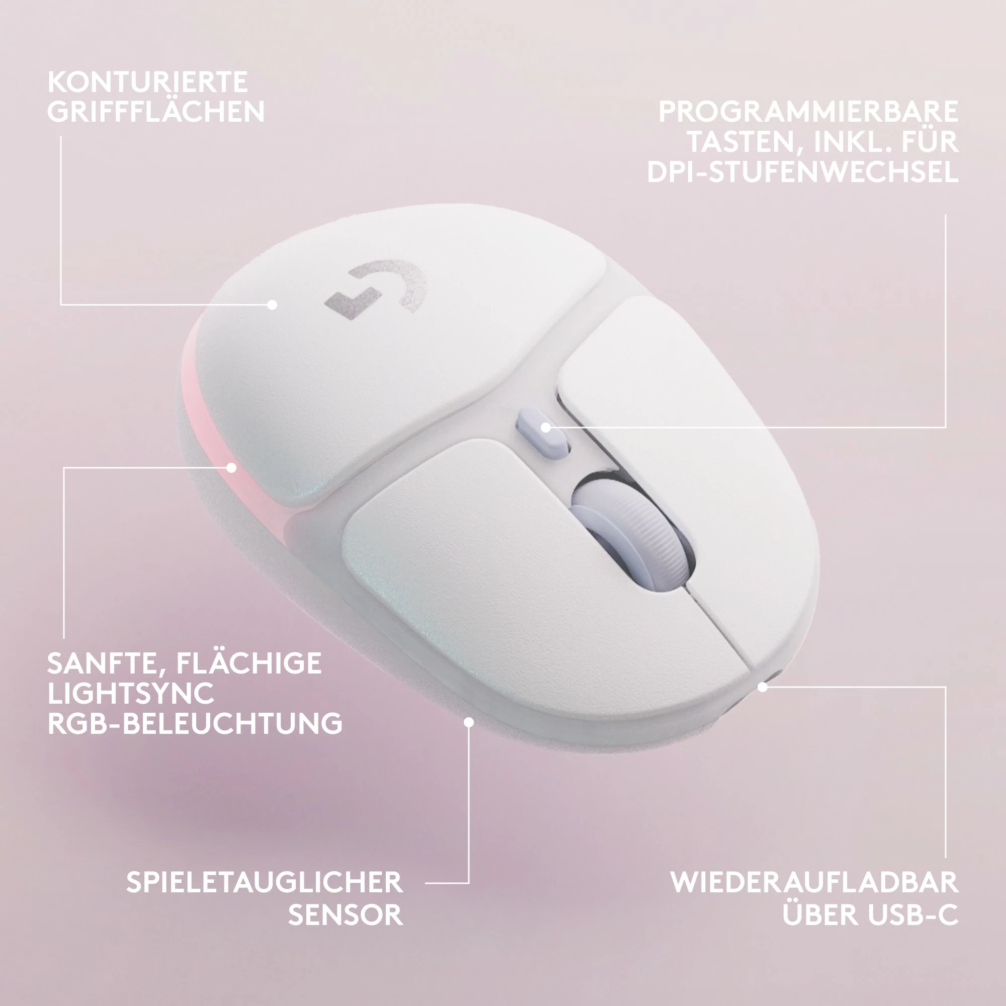 Maus Logitech G705 wireless gaming off white