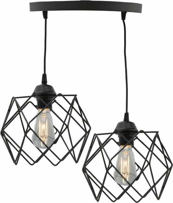 Dritë tavani me dy llampa Zocie E27 e zezë Φ30x70cm