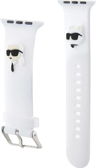 Rrip për Apple Watch Karl Lagerfeld 3D Rubber Karl&Choupette Head, silikon, i bardhë, 38/40/41mm