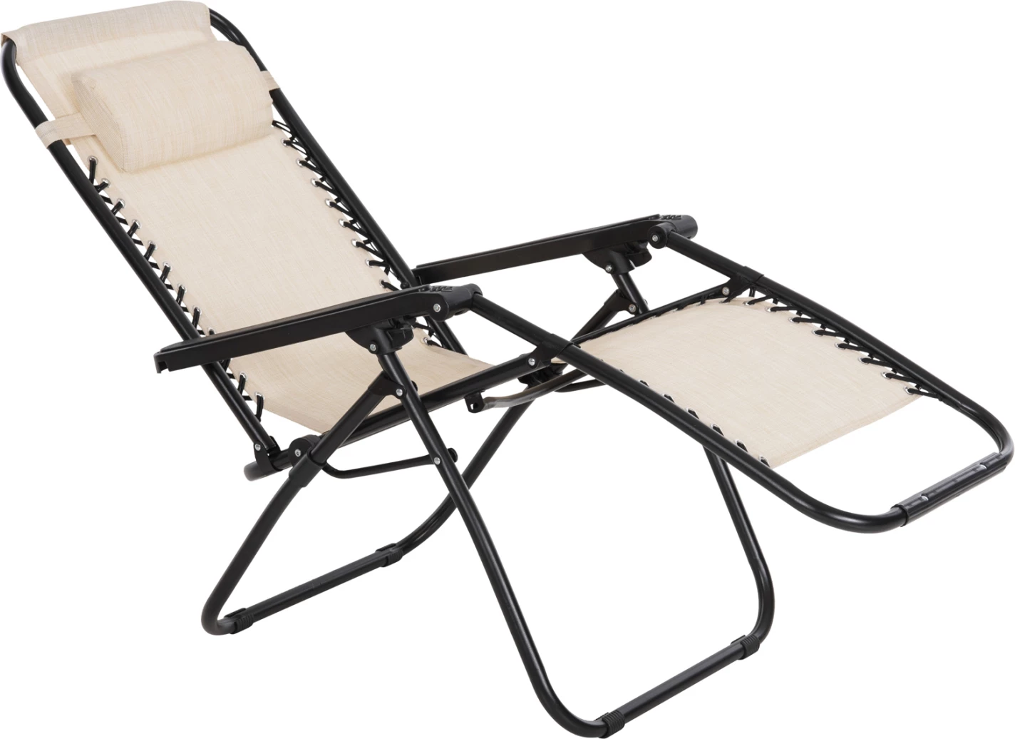 Karrige relaks COMPANION HM5095.12, metal i zi + textilene bezhë, 67x145x110H cm