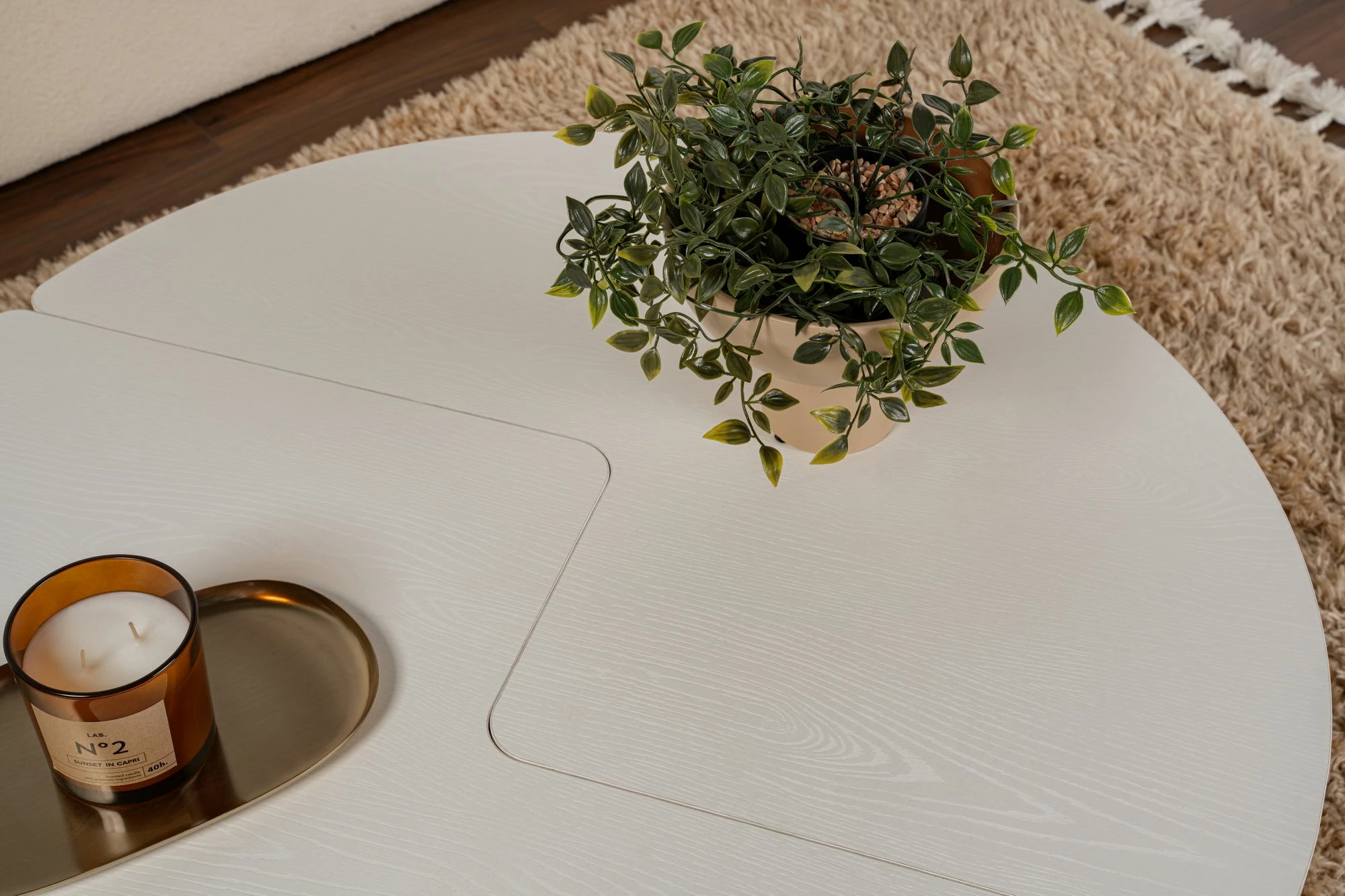 Tavolinë e ulët Nordure, Moira, ngjyrë dru e bardhë